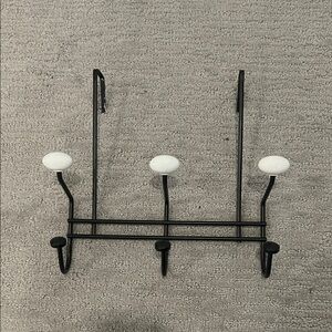 Over the Door Black and White Hook Rack